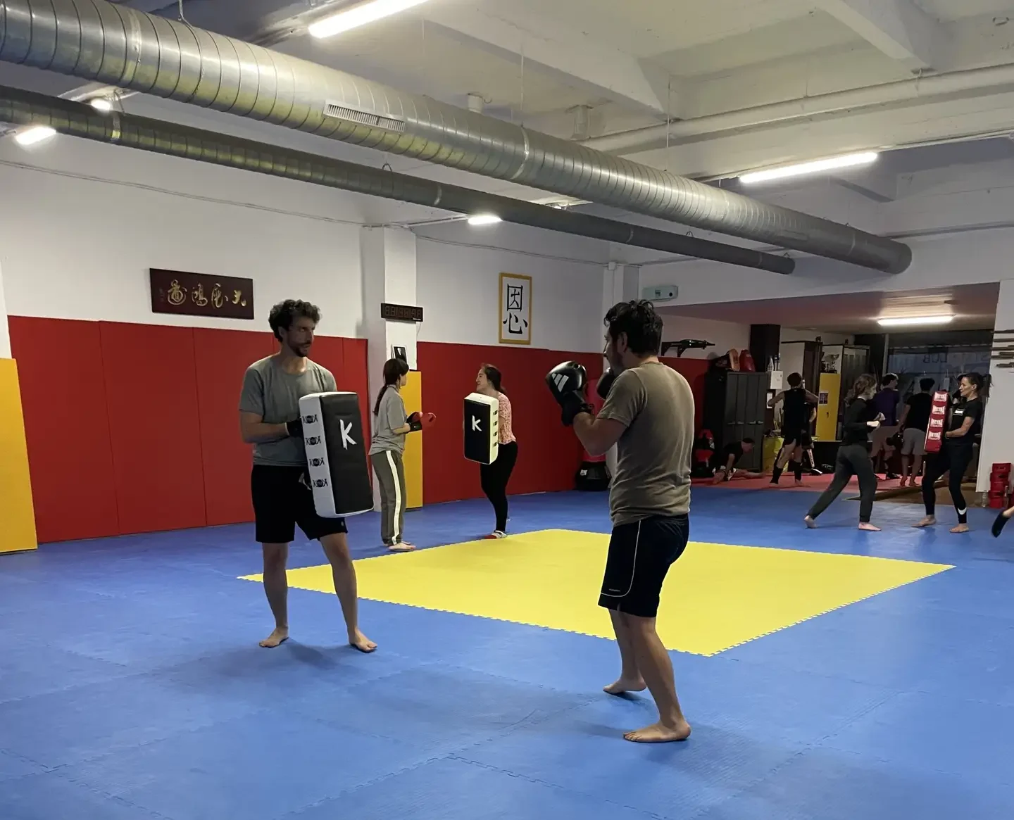 un groupe d'élèves s'entrainant dans un cours de boxe et cardio training