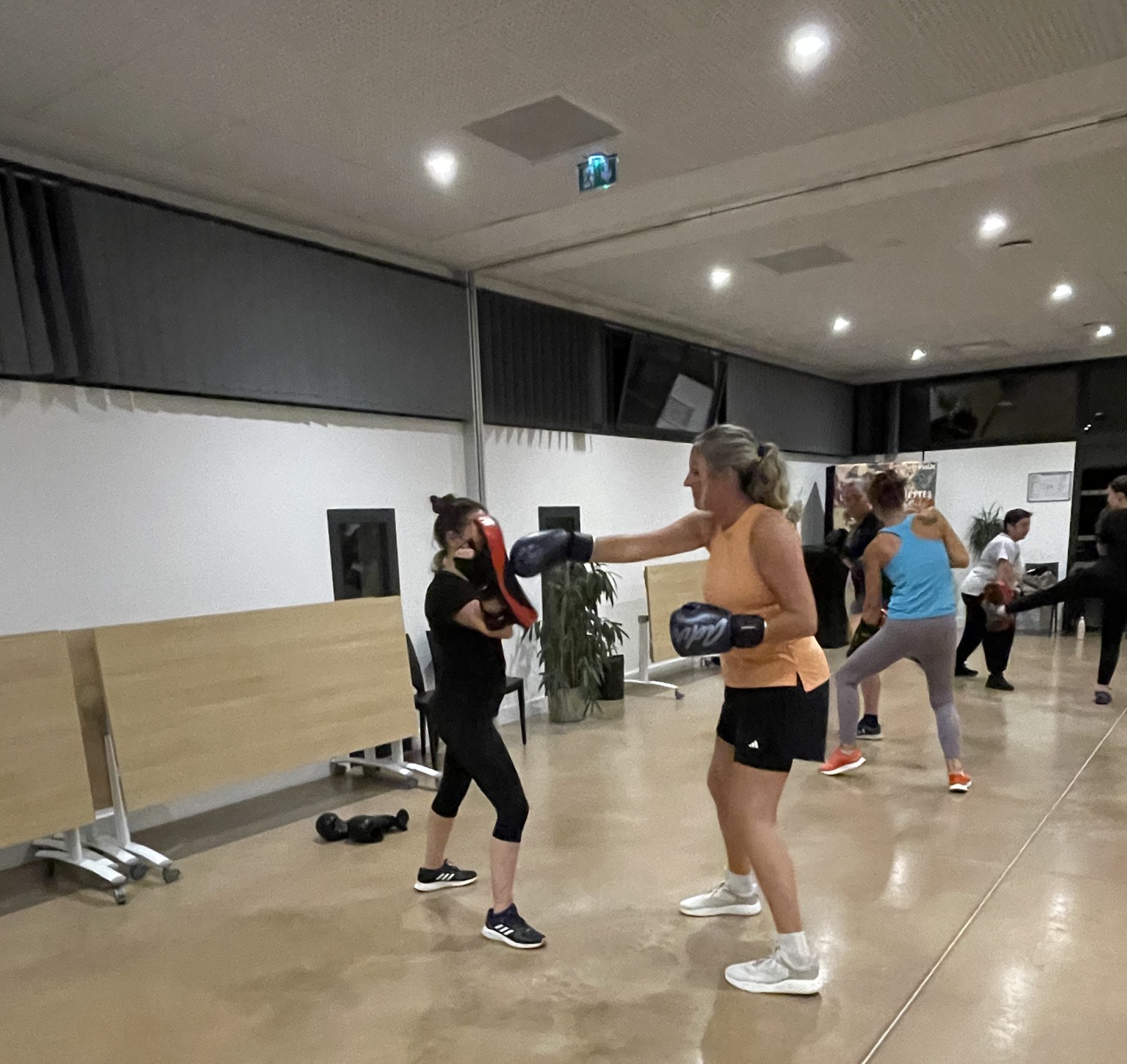 Des adultes qui s'entrainent sur le cours Boxe Confiance et Training, sur Saint Mathieu de Tréviers